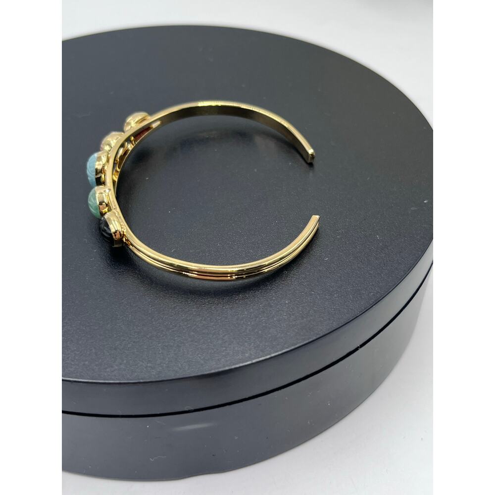 Scarab Gemstone‎ Five Insect Beetle
Agate Onyx chalcedony Cuff bracelet - Picture 8 of 8